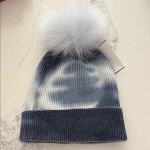 Furlux cashmere and wool hat with real fur pom pom.